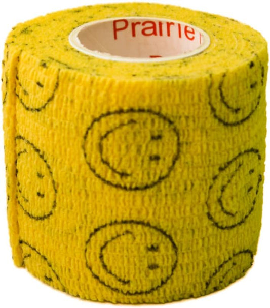 2 Inch Self Adhesive Medical Bandage Wrap Sport Tape (Purple, Yellow, Red and Smiles on Yellow, Red, Green) (6 Rolls) Strong Elastic Self Adherent Flex Rolls for Wrist Ankle Knee Sprains Swelling