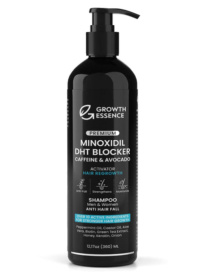 Minoxidil & Biotin Shampoo for Hair Growth - Enriched with Caffeine, Castor Oil & Onion - DHT Blocker for Thicker, Healthier Hair - Strengthening Formula for Men & Women