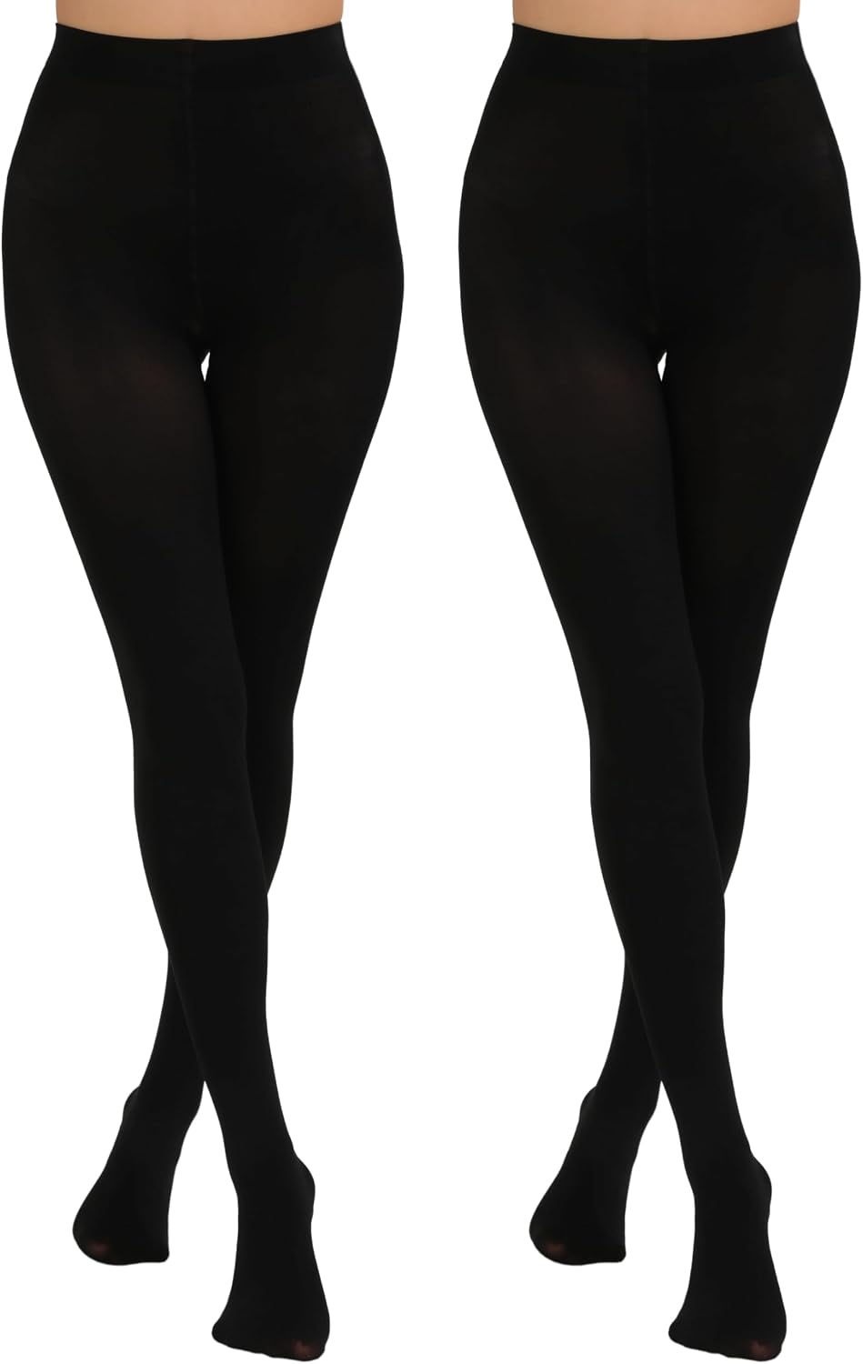 Paralinda 2 Pairs Women's Solid Color Tights 80D, Soft Opaque Microfiber Tights