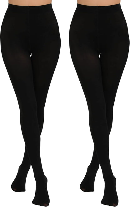 Paralinda 2 Pairs Women's Solid Color Tights 80D, Soft Opaque Microfiber Tights