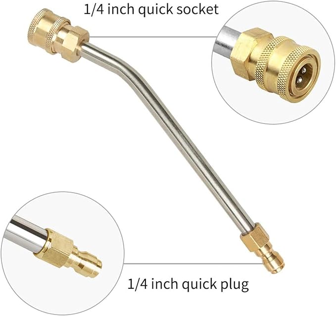 Pressure Washer Gutter Cleaner Attachment, 7 Inch Power Washer Extension Wand, 30 Degree Curved Rod, 14 Inch Quick Connect