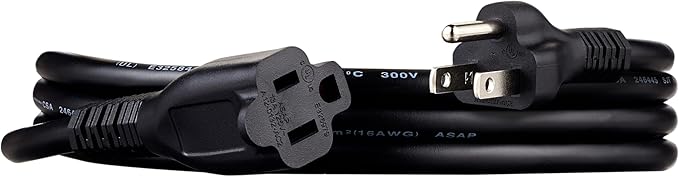 Basics Extension Cord, 3 Prong Outlet Extender, Indoor Power Cord, 13 Amps, 125V, 6 Ft, Black