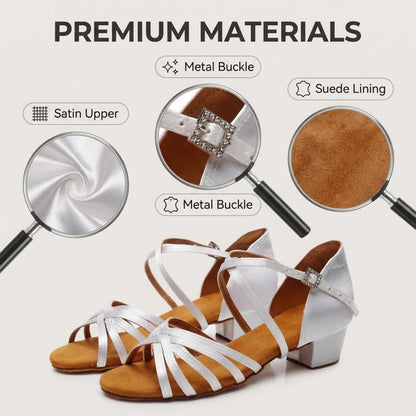 Latin & Ballroom Dance Shoes for Women Low Heel - Close Toe Leather Pumps with Arch Support for Wide Feet