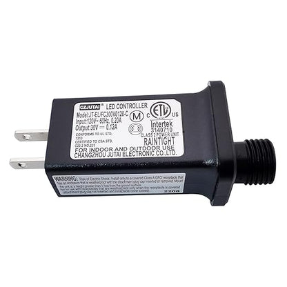 JT-EL/FC300V0120-C 30V 0.12A LED Controller With 8 Modes, Class 2 Power Supply Multifunctional Transformer, Low Voltage US Plug for Light (1 Pack)