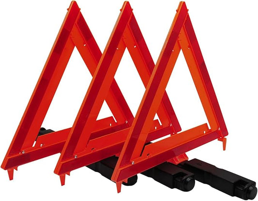 RoadPro RP9113PK 3 Pack Warning Triangle DOT Approved 17x17-Inch Reflective Warning Road Safety Triangle Kit-Orange/Red