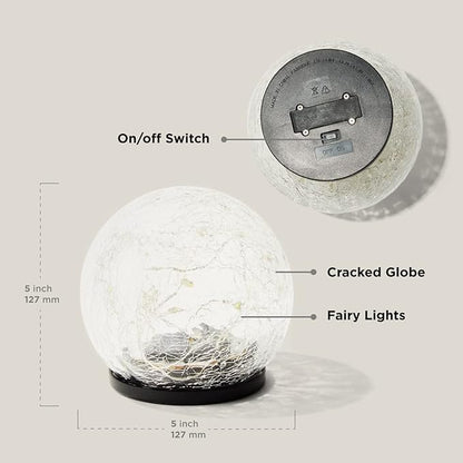 LampLust Solar Globe Lights Outdoor - 5 Inch Medium Lighted Gazing Ball with Decorative Crackle Finish, Landscape Lighting, Outdoor Solar Lights for Garden, Yard or Patio Decor