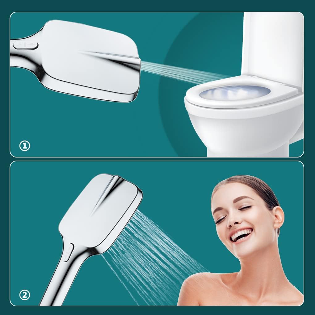 Shower Headshower Head and Hose 1/2 Adjustable Square Shower Head Contemporary Bathtub Wall-Mounted Rainfall Spray Nozzle Hand Held Sprayer Hotel Bathroom (Color : Chrome 1 Pc)