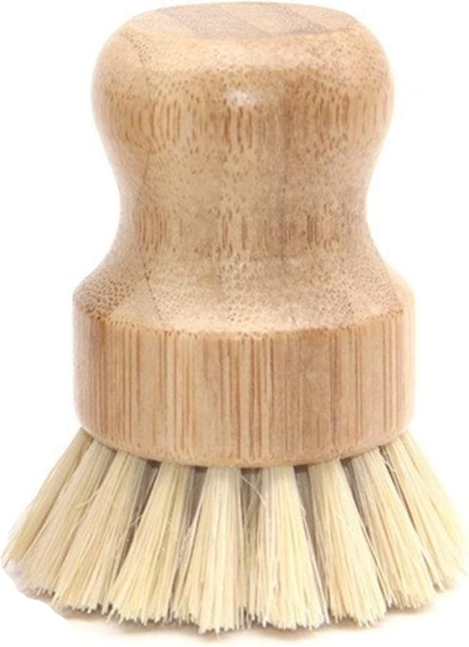 Natural Sisal Dish Washing Brush Bamboo Round Scrub Brush Pots Pans Vegetables Household Cleaning Brush… (Sisal)