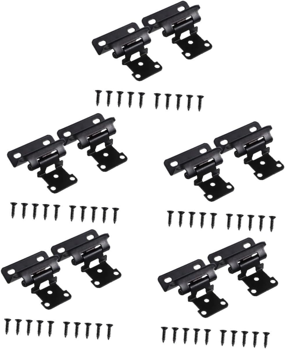 Mipcase 5sets Overlay Cabinet Hinges Soft Close Mechanism for Kitchen Doors Finish Easy to Install Screws Self-Closing Function Cold-Rolled Construction