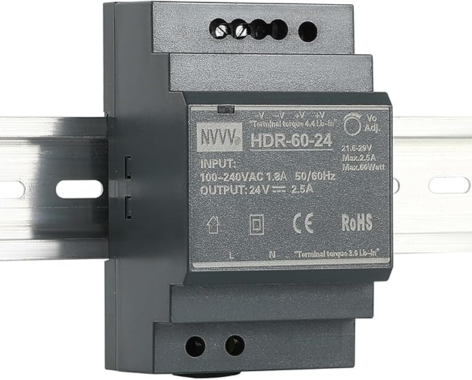 HDR-60-24 Ultra Slim Step-Shape 3SU DIN Rail Power Supply, 24Volt 2.5Amp 60Watt