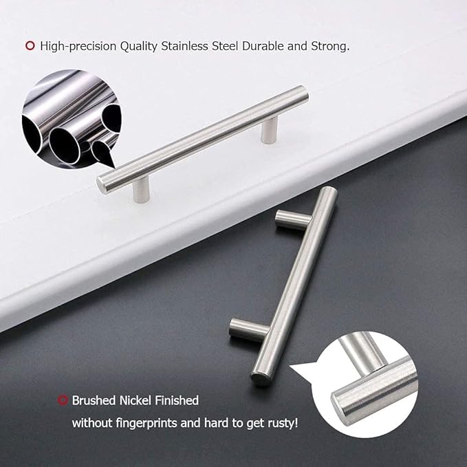 homdiy Brushed Nickel Cabinet Pulls Cabinet Handles, 5in(128mm) Center to Center Dresser Drawer Handles Silver Drawer Pulls for Kitchen, Bedroom, Bathroom, Wardrobe Hardware