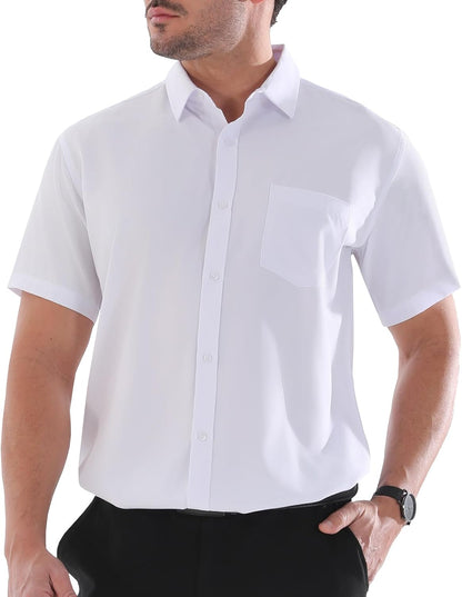 Dress Shirts for Men Big and Tall (XL Big-6XL Big Tall) Button Down Short Sleeve Business Casual Collared Shirt