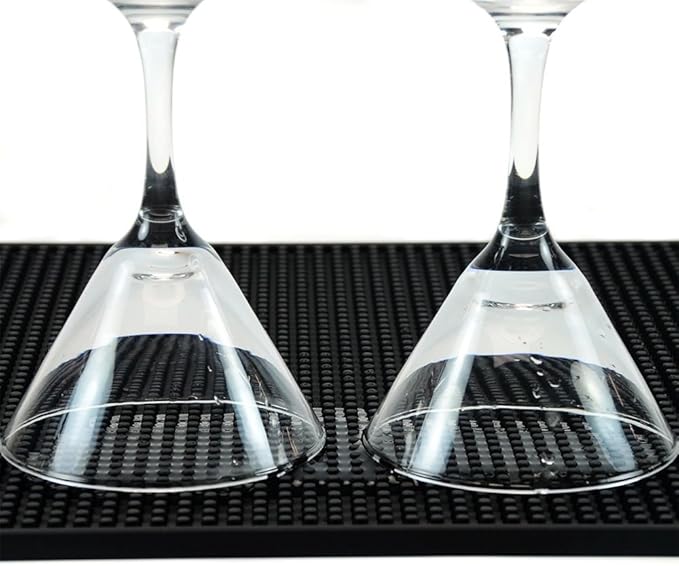 18"x12" PVC Bar Service Mat for Cocktail Bartender (Black)