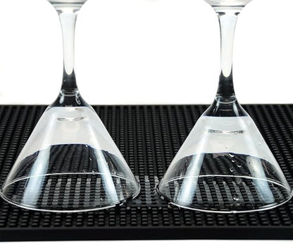 18"x12" PVC Bar Service Mat for Cocktail Bartender (Black)