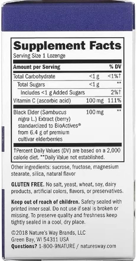 Nature's Way, Original Sambucus, Standardized Elderberry Lozenges, 30 Lozenges. Pack of 1