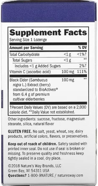 Nature's Way, Original Sambucus, Standardized Elderberry Lozenges, 30 Lozenges. Pack of 1