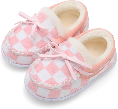 Unisex Kids Toddler Slippers Suede Moccasin Slippers for Boys Girls Baby Lined with Warm Fur