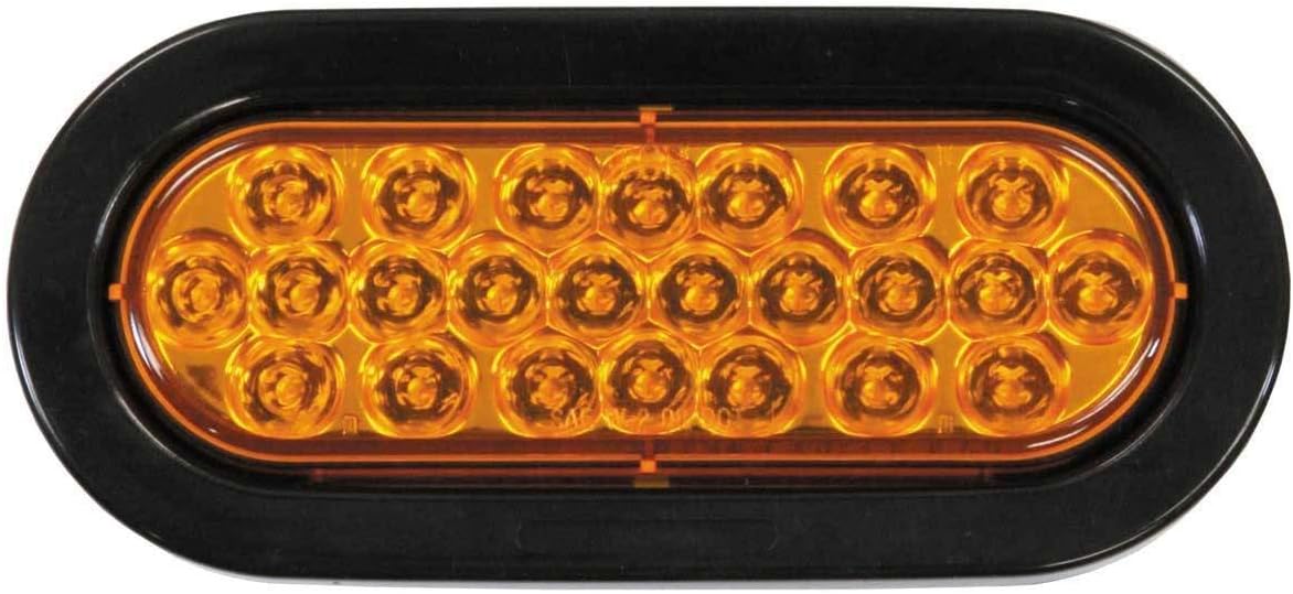 Buyers Products SL65AO 6 Inch Amber Oval Recessed Strobe Light, 24 LEDs, 12-24V - IP67 & SAE J595 Class 2 Rated, Water and Debris Resistance, 6 Flashes/Second, PL-3 Plug, Truck & Trailer Warning Light
