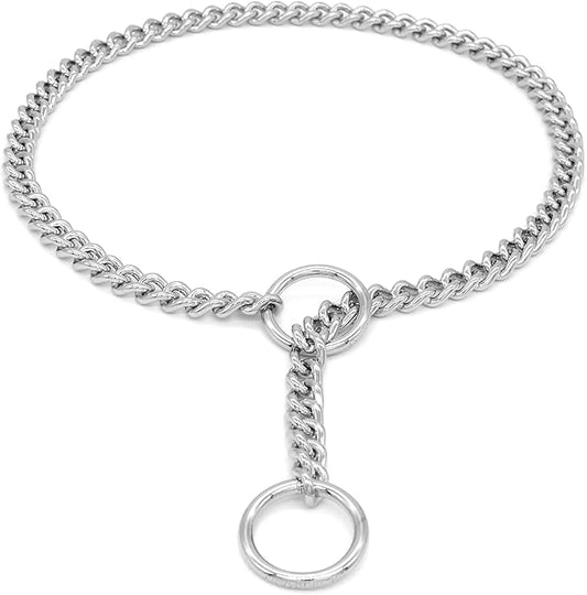 Herm Sprenger - Chrome Plated Steel Dog Training Collar - Narrow Round Links Slip Dog Chain - for Small Medium Large Dogs - Professional Training Collar - Made in Germany (22 inches (55 cm))
