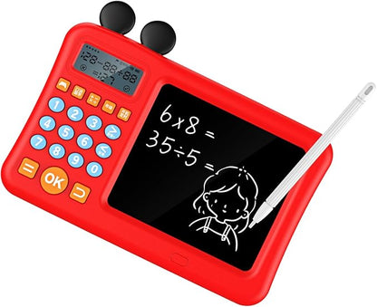 Digital Calculator with WordPad Early Education Pictures Smart Algorithm Calculator Kids Home Use Writing Tablet (Red)