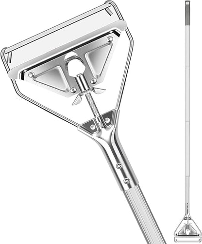 SOBONNE 59" Commercial Mop Handle Heavy Duty,Industrial Metal Mop Stick Wet Mops Head Replacement Holder for Home,Garage,Office,Warehouse Floor Cleaning|Sliver