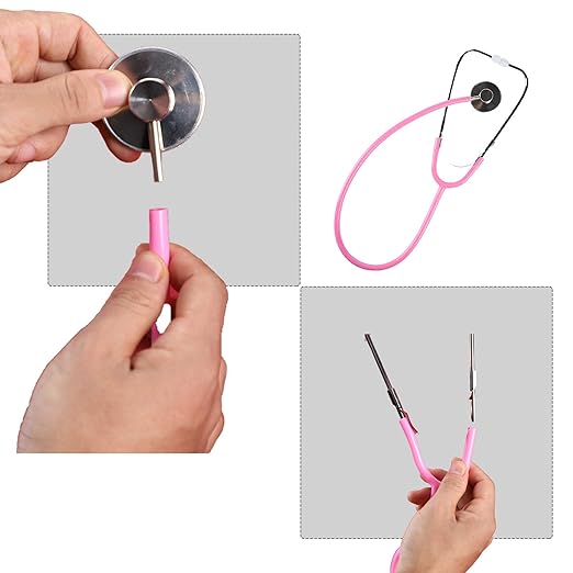 MorTime Dual Head Stethoscope, Real Working Stethoscope for Kids Cosplay, Educational Equipment, Pink (1 pc)