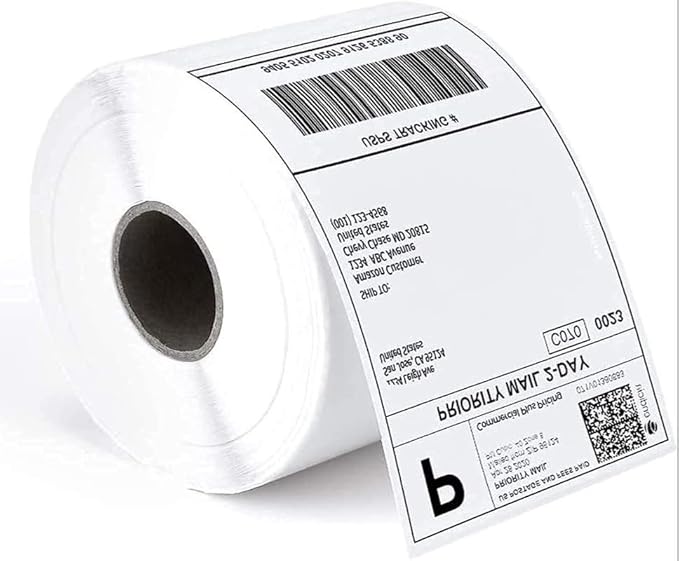 1 Pack of 500, 4x6 Thermal Direct Shipping White Label Roll for Mailing Perforated,Strong Adhesive, Commercial Grade Compatible with Printer Like Rollo, MUNBYN, Zebra, Polono,iDRPT