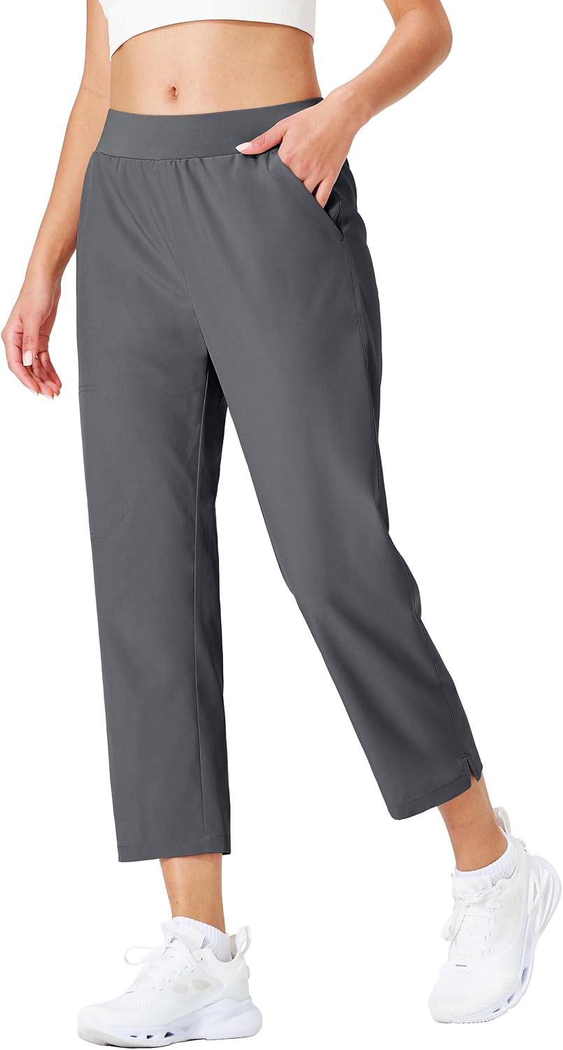 Ksmien Women's Golf Pants Lightweight High Waisted 7/8 Ankle Pant with 4 Pockets for Athletic Lounge Travel Work