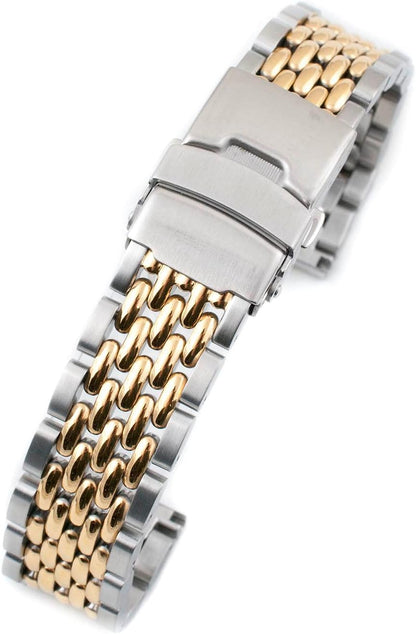 StrapHabit Stainless Steel Metal Beads of Rice Watch Bands for Men and Women - Quick Release Watch Band Replacement Vintage BOR 18mm 19mm 20mm 21mm 22mm 24mm