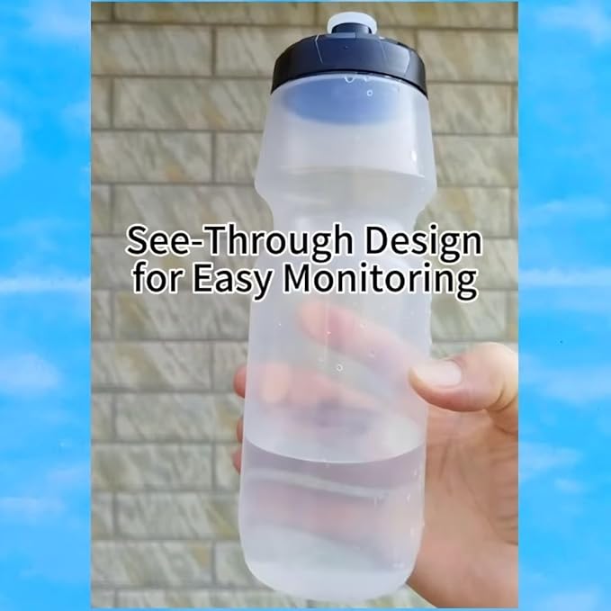 Sports Squeeze Water Bottle, 24 oz Cycling Bottle, BPA-Free, Leak-proof, Suitable for Cycling Gym Hiking Outdoor Hydration. (Clear) (1)