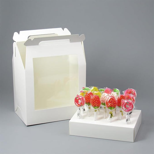 4 PCS Cake Pop Boxes - Portable Cake Pop Holder Boxes with Clear Window, Cake Pop Boxes Holder Packaging with Lid, Cake Display Stand With 33 Hole Positions, White Cake Boxes Packaging