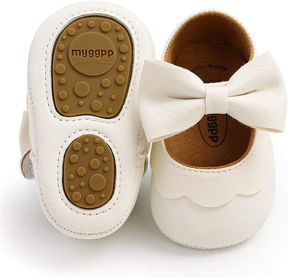 LAFEGEN Baby Girls' Mary Jane Flats with Bow, Non-Slip Soft Sole