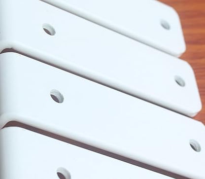 4 Pack - L 5" x H 4" x W1.5, 5mm Thick White L Shelf Bracket, Iron Shelf Brackets, Metal Shelf Brackets, Floating Shelf, Shelf Supports with Screws
