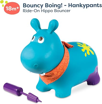 B. toys- Bouncy Boing- Inflatable Hippo Bouncer- Ride On- Sit  Bounce Air Pump Included  Hankypants- 18 Months