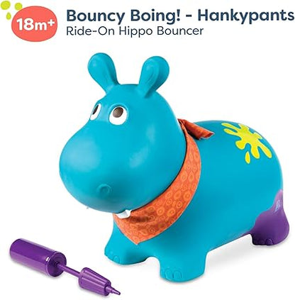 B. toys- Bouncy Boing- Inflatable Hippo Bouncer- Ride On- Sit  Bounce Air Pump Included  Hankypants- 18 Months