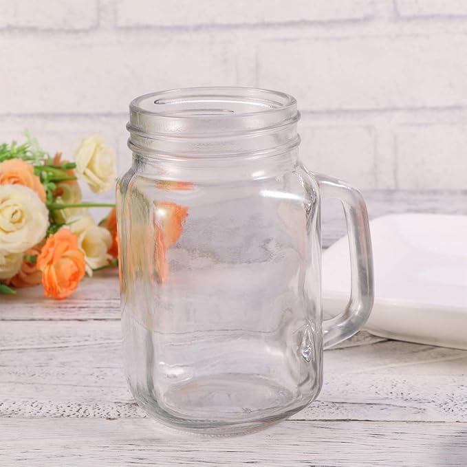 Cabilock Glass Juice Bottles Glass Tea Cups Mason Drinking Cups York- Shire Mason Jar Glass Drink Bottles Glass Water Bottles Canning Jar Mason Jar Cups Straws Juice Cup Summer Jug Lovers