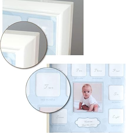KMAKII Collage Photo Frame for Baby First Year 12 Month Keepsake Picture Photo Frame -Gift for Mom to Be or Expecting Parents-White