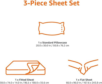 Basics Lightweight Super Soft Easy Care Microfiber 3 Piece Bedsheets Set with 14-Inch Deep Pockets, Twin, Light Gray, Solid