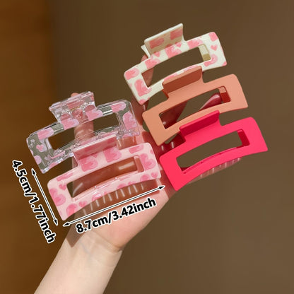 5Pcs Valentines Hair Claw Clips for Women Pink Heart Hair Clips Medium Square Hairs Claw Clips Cute Hair Accessories for Women Valentines Gift Pink Accessories Party Anniversary Supplies