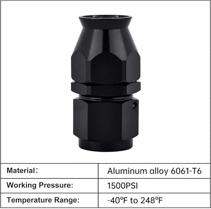 EVIL ENERGY 8AN PTFE Hose End Fitting Straight Black for PTFE Hose Only