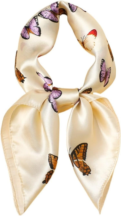 Women's Leopard Print Silk Scarf - Square Hair Bandana Neck Scarf for Beach