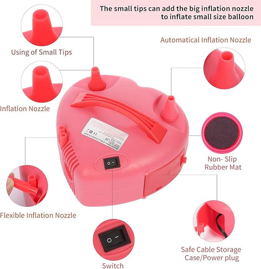 Balloon Pump,Portable Dual Nozzle 110V 600W Electric Balloon Blower Air Pump Balloons Inflator for Balloon Decoration,Balloon Arch, Balloon Column Stand, Party