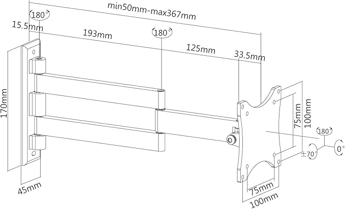 Full-Motion TV Wall Mount: 13"-27" Screens