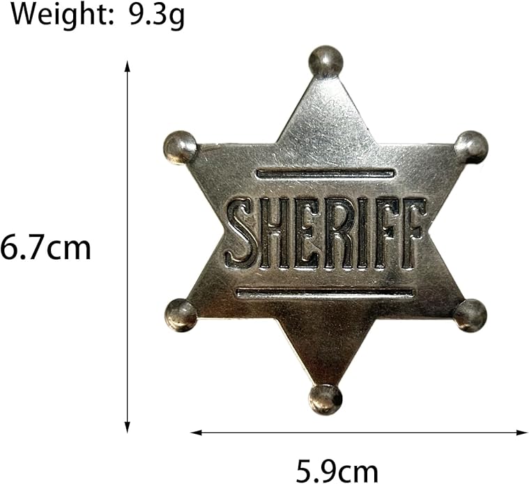 Sheriff Badges Police Badge Deputy Sheriff Badge Metal Sheriff Badge for Women and Adult Cowboy Party Decoration Badge, Western Cowboy Police Vest Badge Men Sheriff Badge