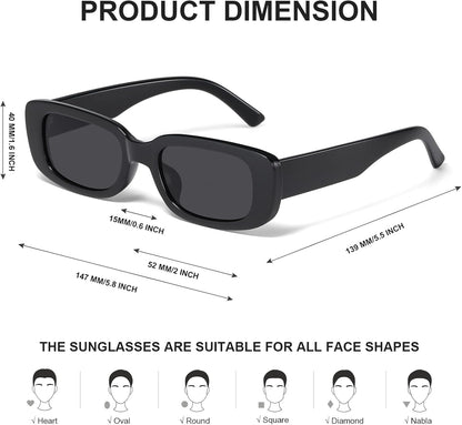 JASPIN Rectangle Sunglasses for Women Men Trendy Y2k Retro 90s Sun Glasses UV Protection Cool Square Frame