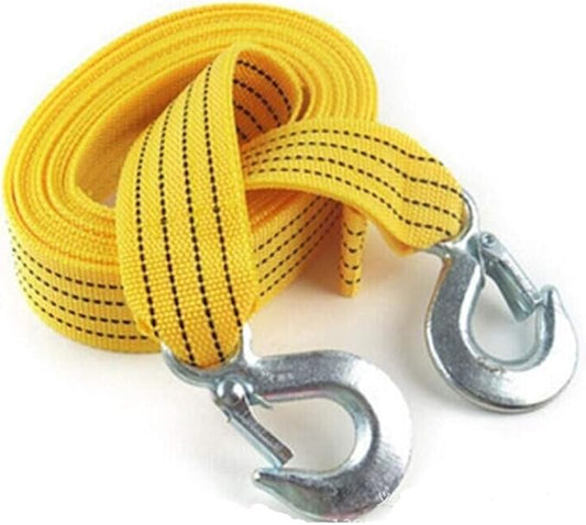 Heavy Duty Tow Strap with Safety Hooks, Double-Layer Trailer Rope 2 x 13  11000 LB Capacity Trailer Belt, for Vehicle Recovery, Hauling, Stump Removal  Much More,Tow Rope Yellow Shackle