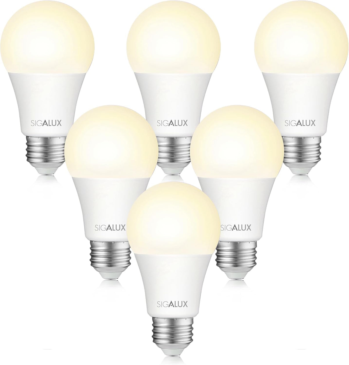 Sigalux LED Light Bulbs 100W Equivalent, A19 Standard 2700K Soft White, Non-Dimmable Energy Efficient 13W Warm E26 Medium Base, 1500LM, UL Listed, 12 Pack