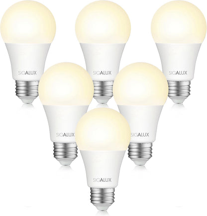 Sigalux LED Light Bulbs 100W Equivalent, A19 Standard 2700K Soft White, Non-Dimmable Energy Efficient 13W Warm E26 Medium Base, 1500LM, UL Listed, 12 Pack