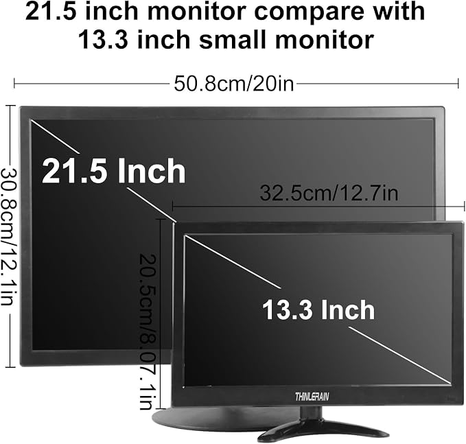 13.3 inch Small PC Monitor 1366x768 Mini LED Monitor with HDMI VGA AV BNC USB Intput, for Fire Stick Computer Xbox Ras pi, Built-in Speaker (Model: HD-133)