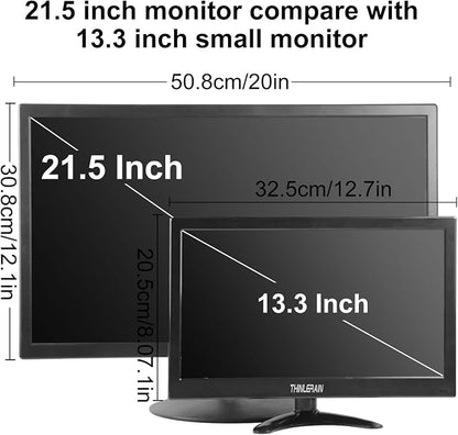 13.3 inch Small PC Monitor 1366x768 Mini LED Monitor with HDMI VGA AV BNC USB Intput, for Fire Stick Computer Xbox Ras pi, Built-in Speaker (Model: HD-133)